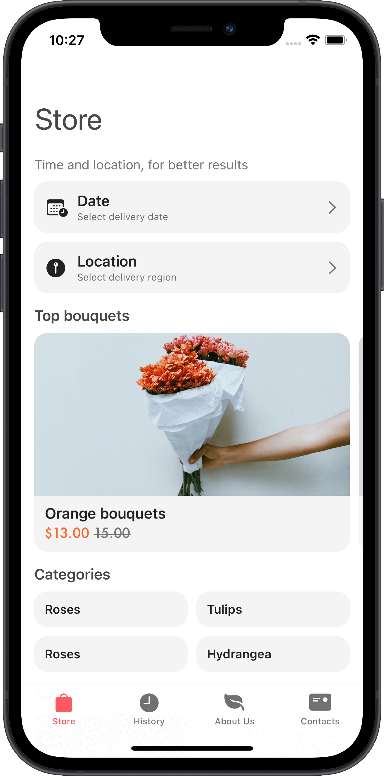 design system, flowers store, app, ui, ux, uikit